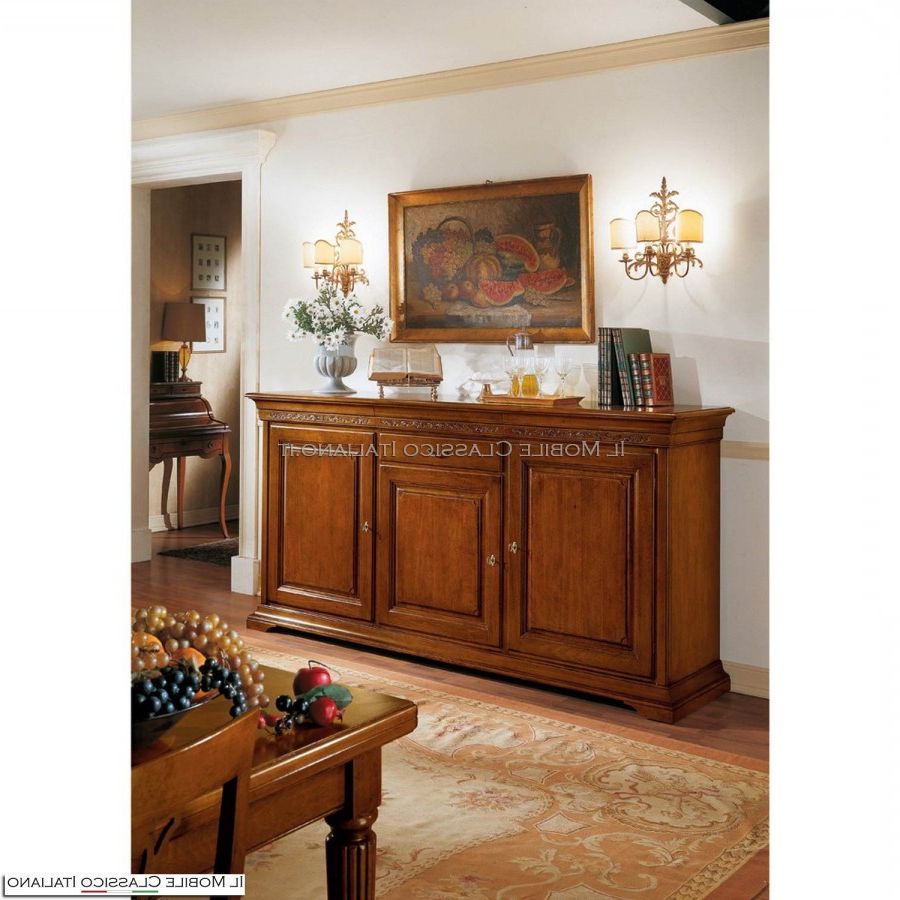 Fashionable Classic Sideboard With 3 Ashlar Doors – Classic Sideboards In Solid Wood Throughout Sideboards With 3 Doors (Photo 1 of 15)