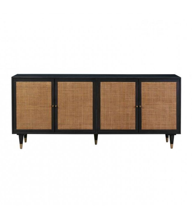 Favorite Rattan Buffet Tables Intended For Black Wood Rattan Cane Buffet Sideboard (View 11 of 15)