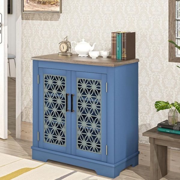 Festivo 30 In. Rustic Navy Storage Sideboard Accent Cabinet Fcb22131 – The  Home Depot With Regard To Trendy Sideboards Accent Cabinet (Photo 9 of 15)