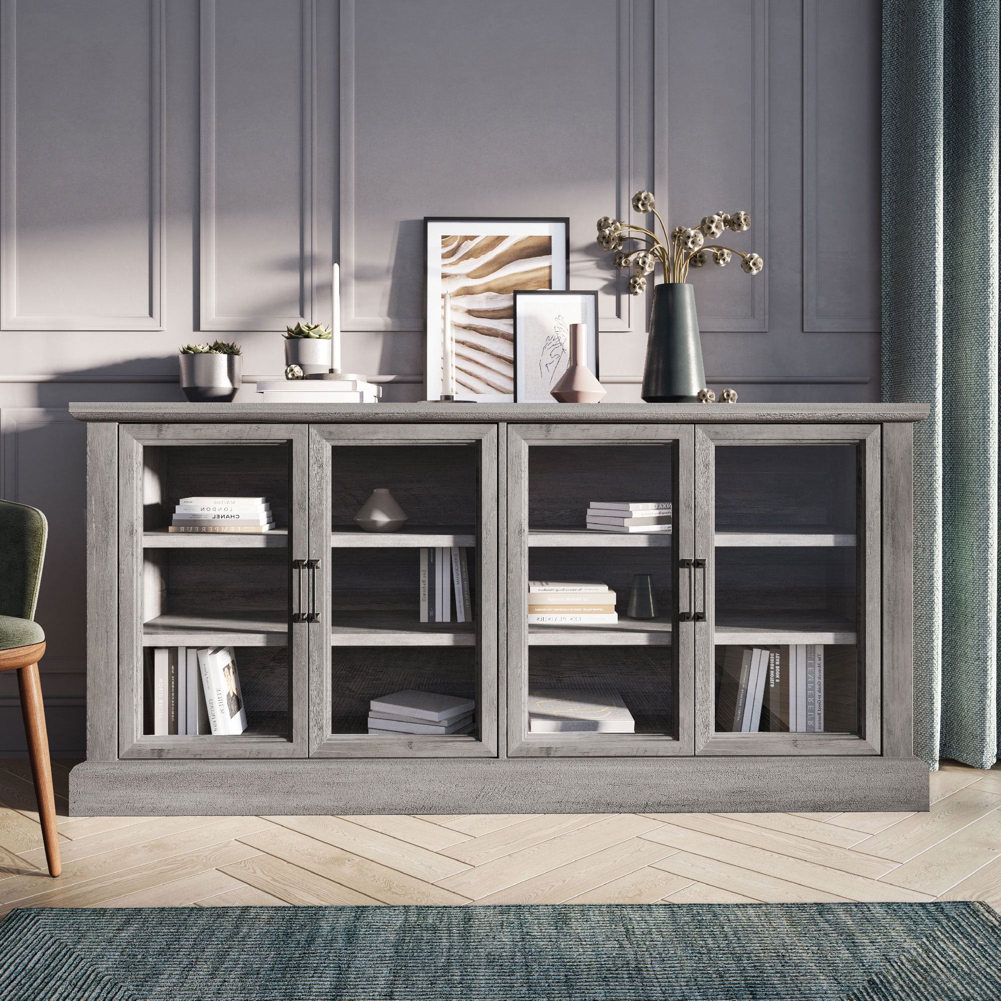 Gray Wooden Sideboards With Well Liked Belleze Modern Farmhouse Wood Sideboard Buffet – Liam (gray Wash) –  Walmart (View 10 of 15)