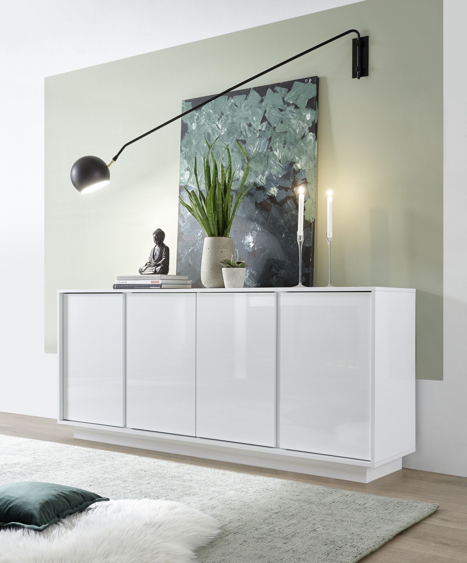 Ice 180cm Modern Sideboard In White Gloss – Sideboards (4513) – Sena Home  Furniture Throughout Most Current White Sideboards For Living Room (Photo 11 of 15)