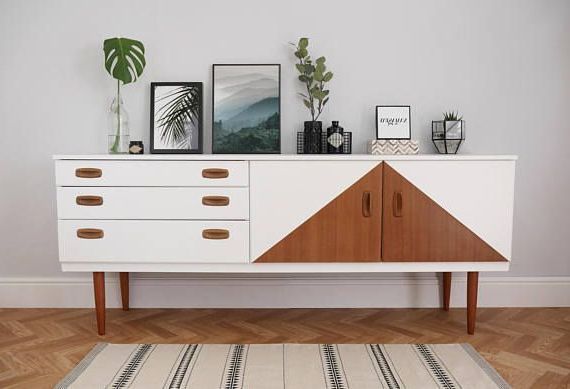 Mid Century Modern White Sideboards With Regard To Latest Mid Century Modern Sideboard Media Unit. Upcycled & Painted (Photo 3 of 15)
