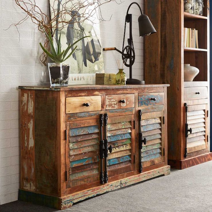 Most Popular Sideboard Storage Cabinet With 3 Drawers & 3 Doors Pertaining To Coastal 3 Door 3 Drawer Sideboard Reclaimed Wood (Photo 14 of 15)