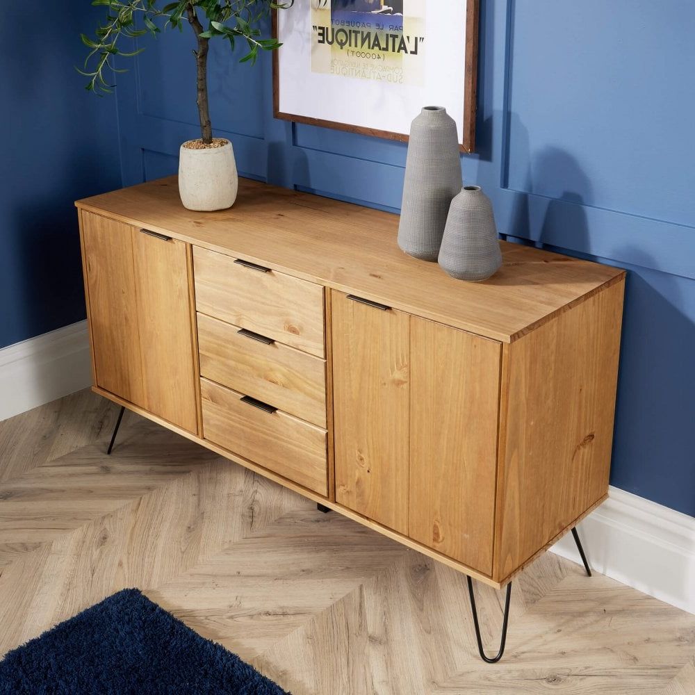 Most Recently Released Acadia Pine 3 Drawer Sideboard – Big Furniture Warehouse Inside Transitional Oak Sideboards (Photo 13 of 15)