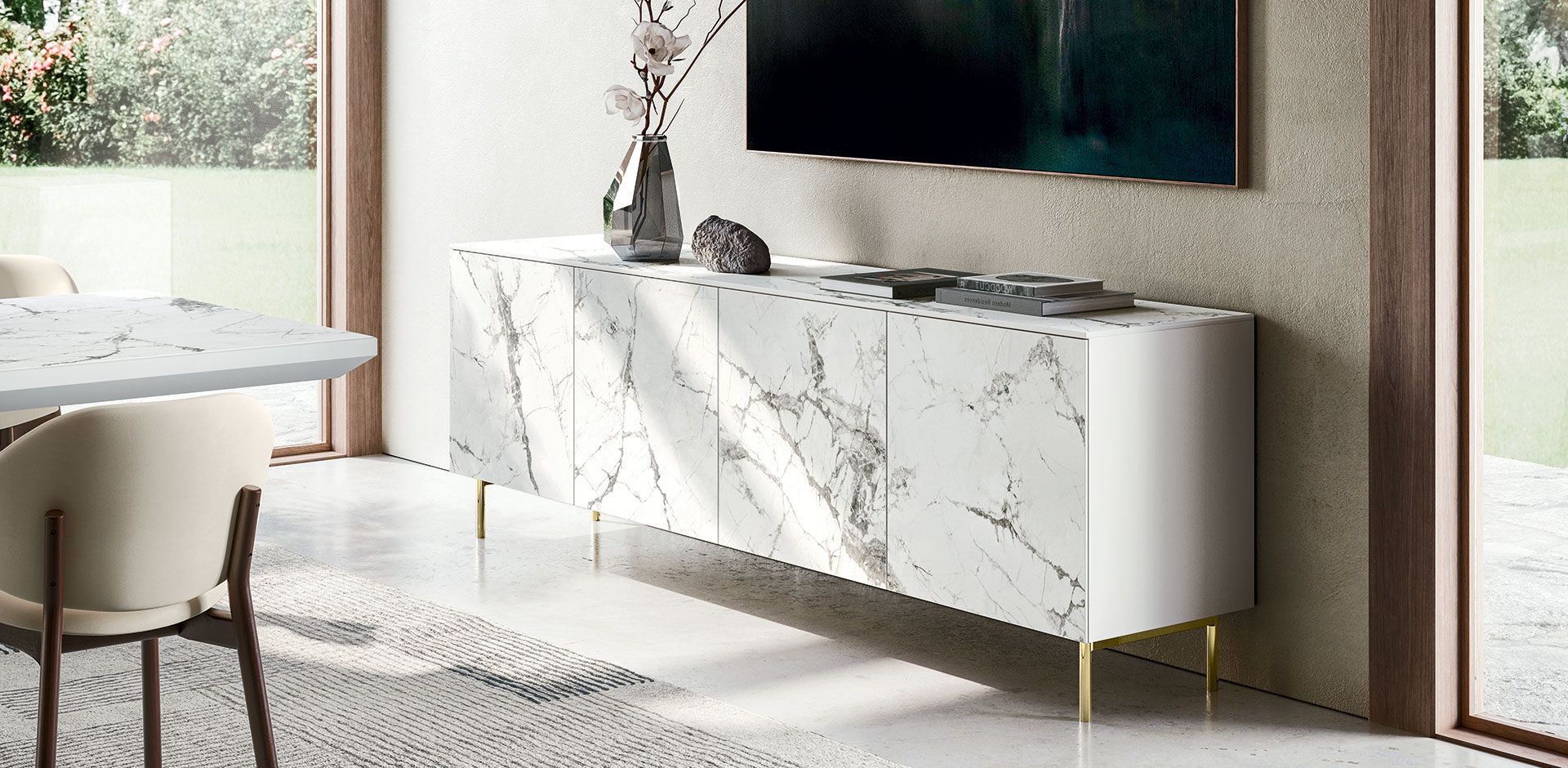 Most Recently Released Modern And Contemporary Sideboards Regarding Contemporary Sideboard – Universal – Calligaris – Wooden / Metal / Marble (Photo 13 of 15)