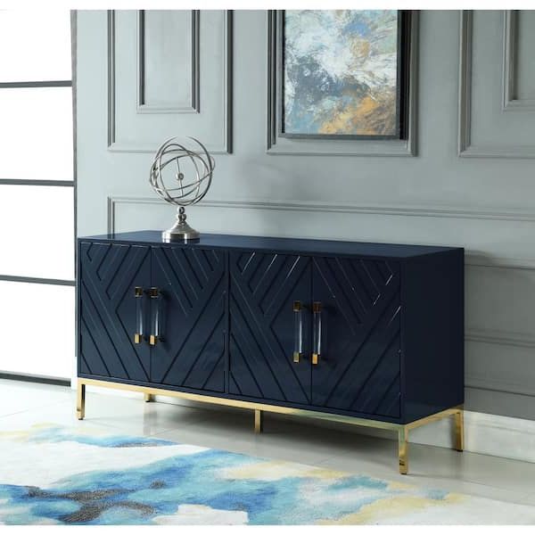 Most Recently Released Navy Blue Sideboards Throughout Best Master Furniture Leilani 64 In (View 6 of 15)