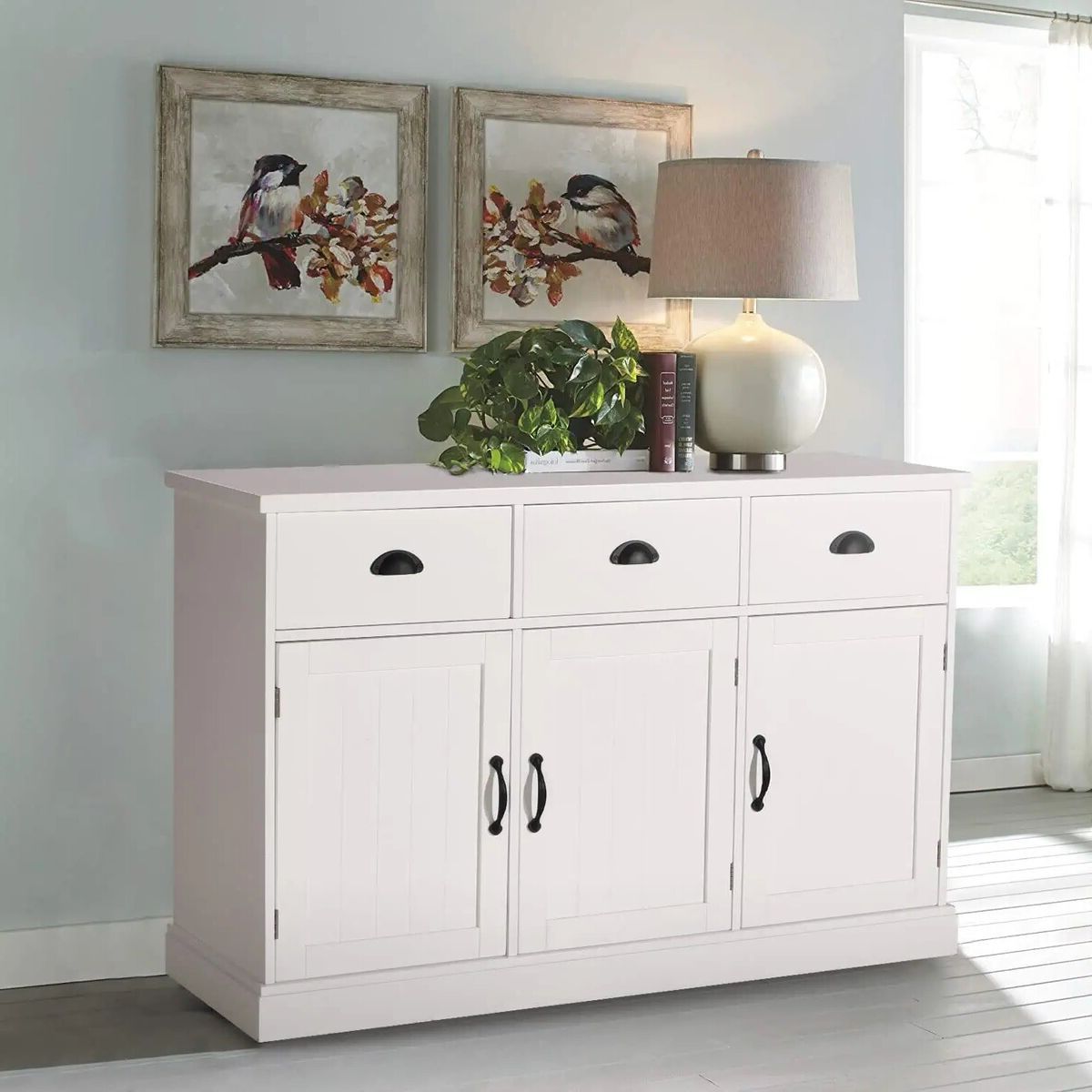 Most Recently Released Sideboard Buffet Storage Cabinet W/3 Door 3 Drawers Farmhouse Coffee Bar  Cabinet (View 5 of 15)