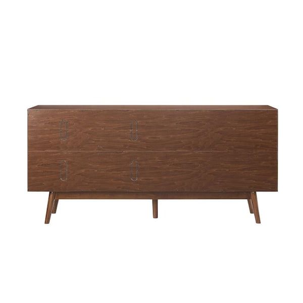 Most Up To Date Mid Century Sideboards In Welwick Designs Walnut 70 In. Mid Century Modern 3 Drawer And 2 Door  Sideboard Hd8493 – The Home Depot (Photo 14 of 15)