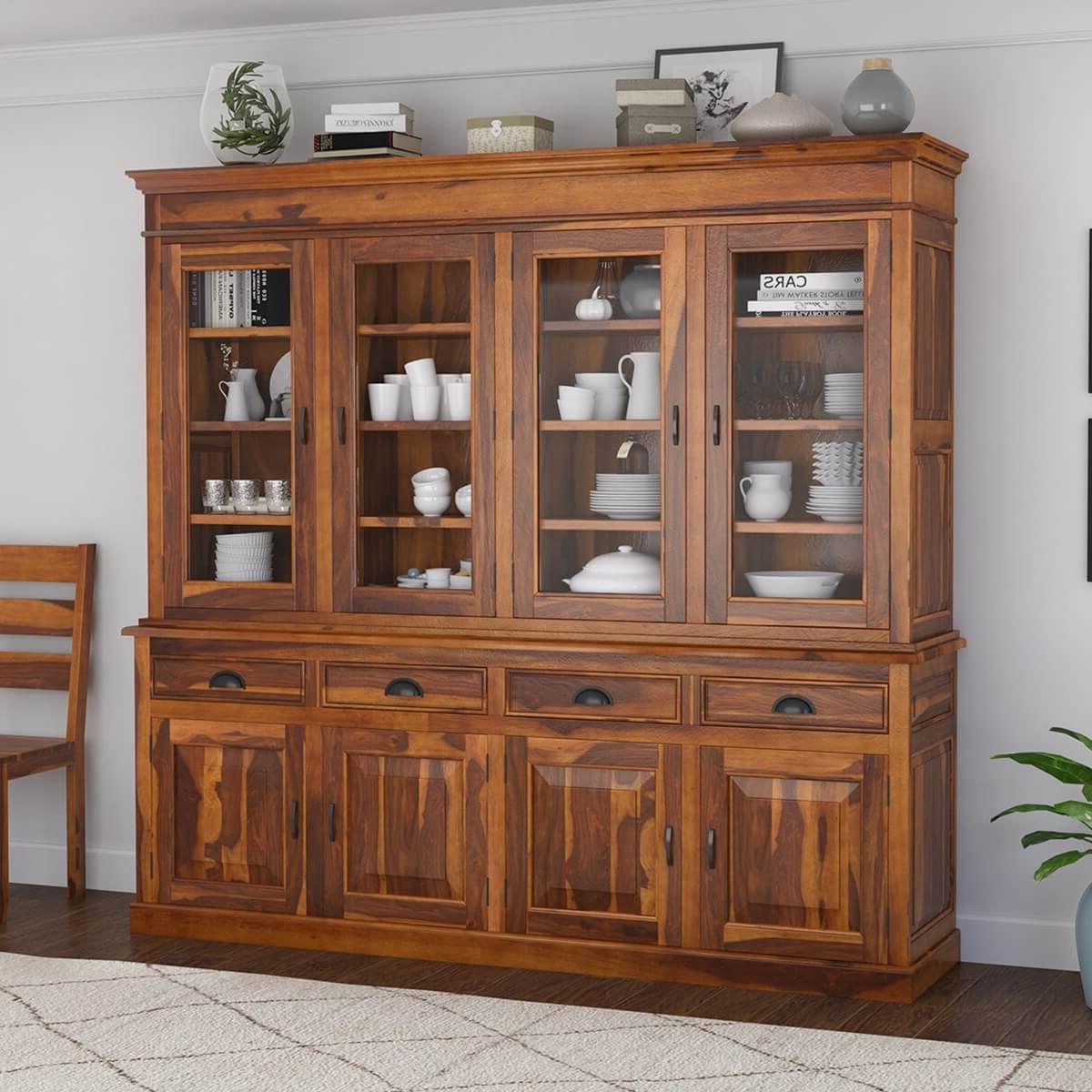 Popular Cariboo Contemporary Rustic Solid Wood Dining Room Large Buffet Hutch Inside Wide Buffet Cabinets For Dining Room (View 4 of 15)