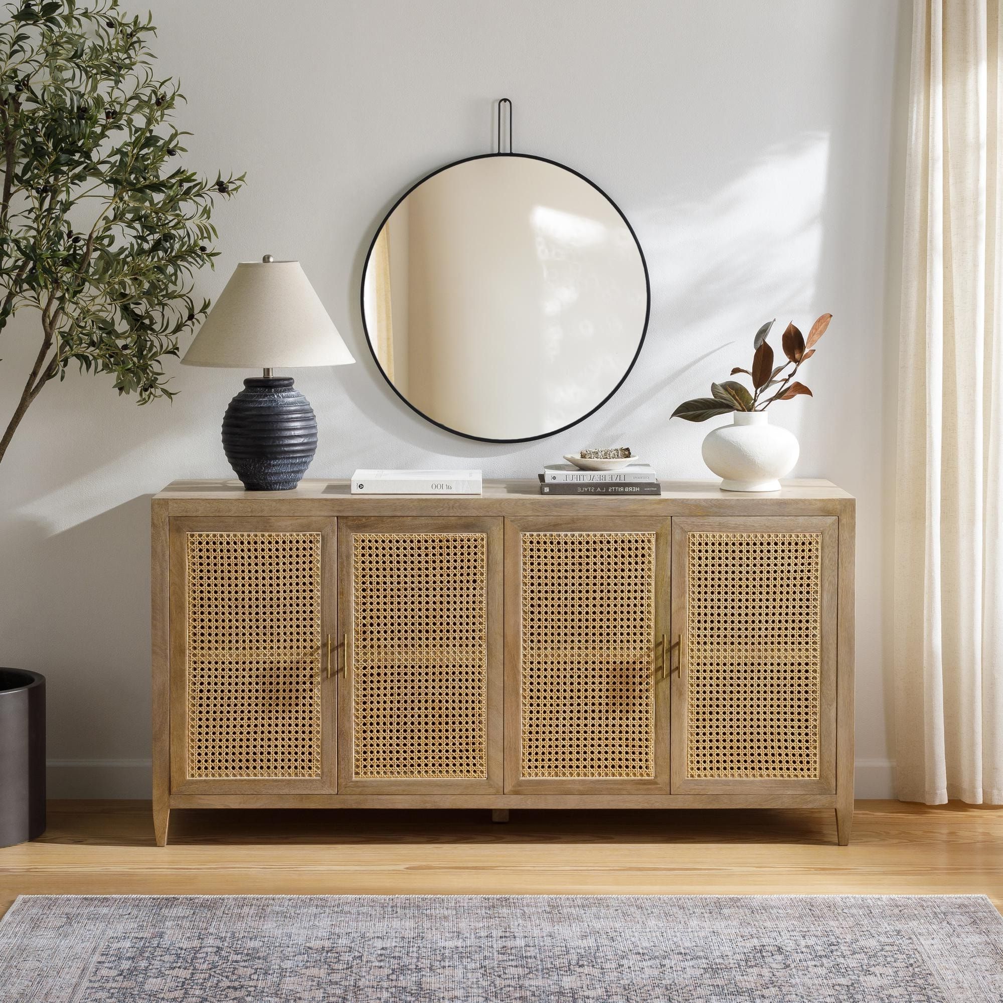 Rattan Buffet Tables Throughout Famous Mile Wood And Rattan Sideboard – 35"h X 71"w X 20"d – Bed Bath & Beyond –  37781154 (Photo 8 of 15)