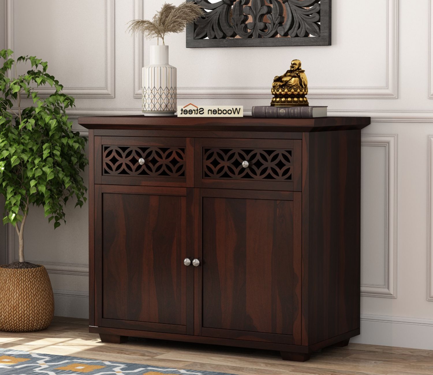 Recent Brown Finished Wood Sideboards Regarding Buy Cambrey Mini Sheesham Wood Sideboard Andcabinet (walnut Finish) Online  In India At Best Price – Modern Cabinets & Sideboards – Storage Furniture –  – Furniture – Wooden Street Product (View 8 of 15)