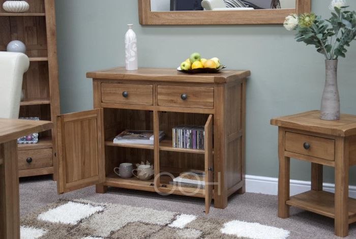 Recent Rustic Oak Sideboards Pertaining To Rustic Solid Oak Small Sideboard (View 11 of 15)