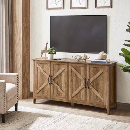 Rustic Walnut Sideboards For Fashionable Vasagle Buffet Cabinet Sideboard Storage Cabinet With Adjustable Shelves  For Living Room Rustic Walnut – Walmart (Photo 7 of 15)