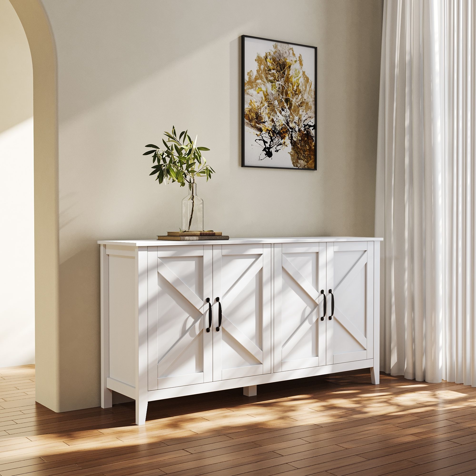 Sideboard Storage Entryway Floor Cabinet With 4 Shelves – Bed Bath & Beyond  – 37068169 With Best And Newest Sideboards For Entryway (Photo 5 of 15)
