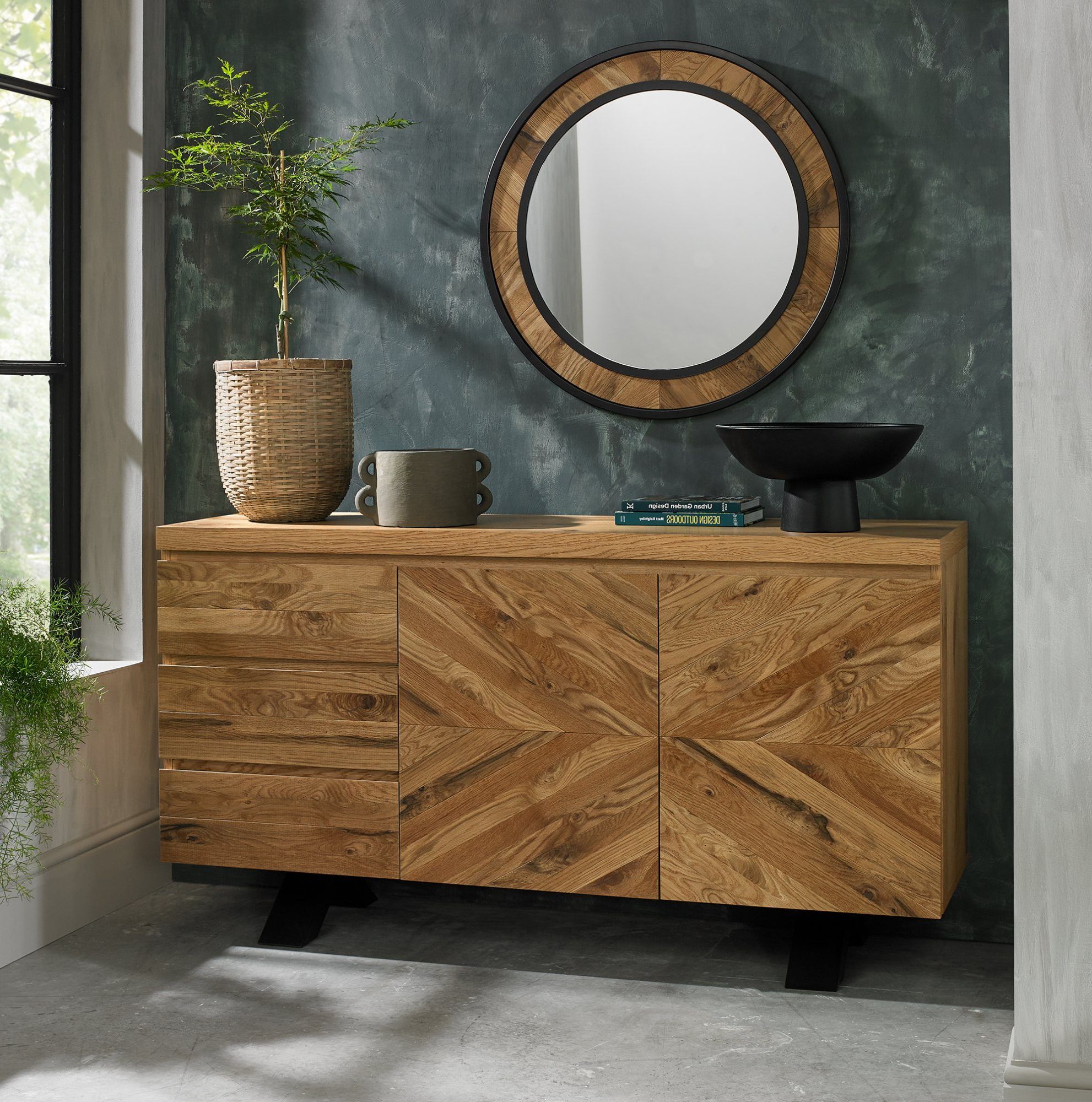 Sideboards Accent Cabinet With Regard To Famous Ellipse Rustic Oak Wide Sideboard – Belgica Furniture (View 7 of 15)