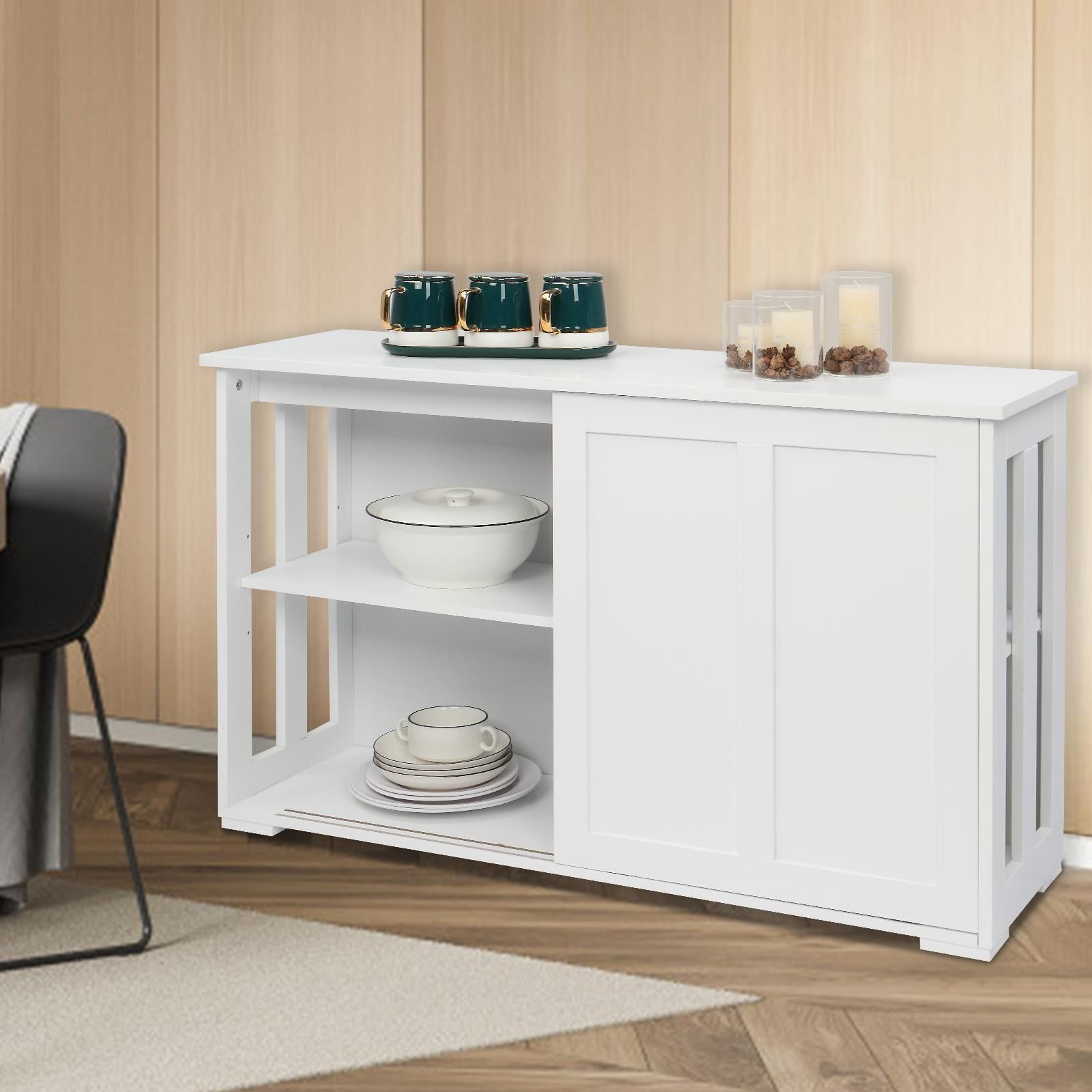 Sideboards Double Barn Door Buffet With Regard To Most Current Zimtown Wood 42 Inch Sideboard Buffet Storage Cabinet Console Sofa Table  With Sliding Doors White – Walmart (View 11 of 15)