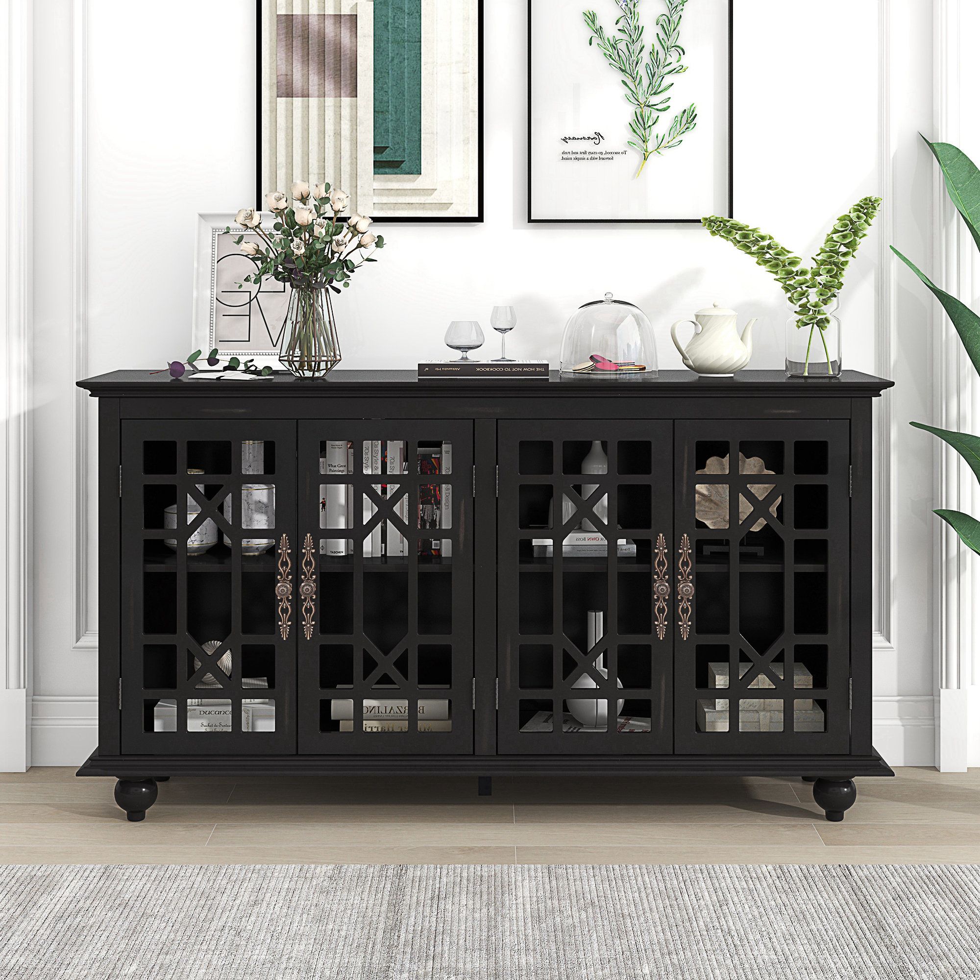 Sideboards With Adjustable Shelves In Current Alcott Hill® Attenweiler 60" Wide Sideboards And Buffets,credenza, Buffet  Table With Adjustable Height Shelves (View 13 of 15)