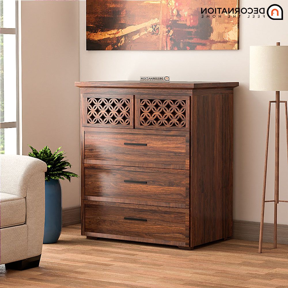 Trendy 3 Drawers Sideboards Storage Cabinet Throughout Waco Wooden Storage Cabinet With 3 Drawers – Dark Brown – Decornation (Photo 3 of 15)