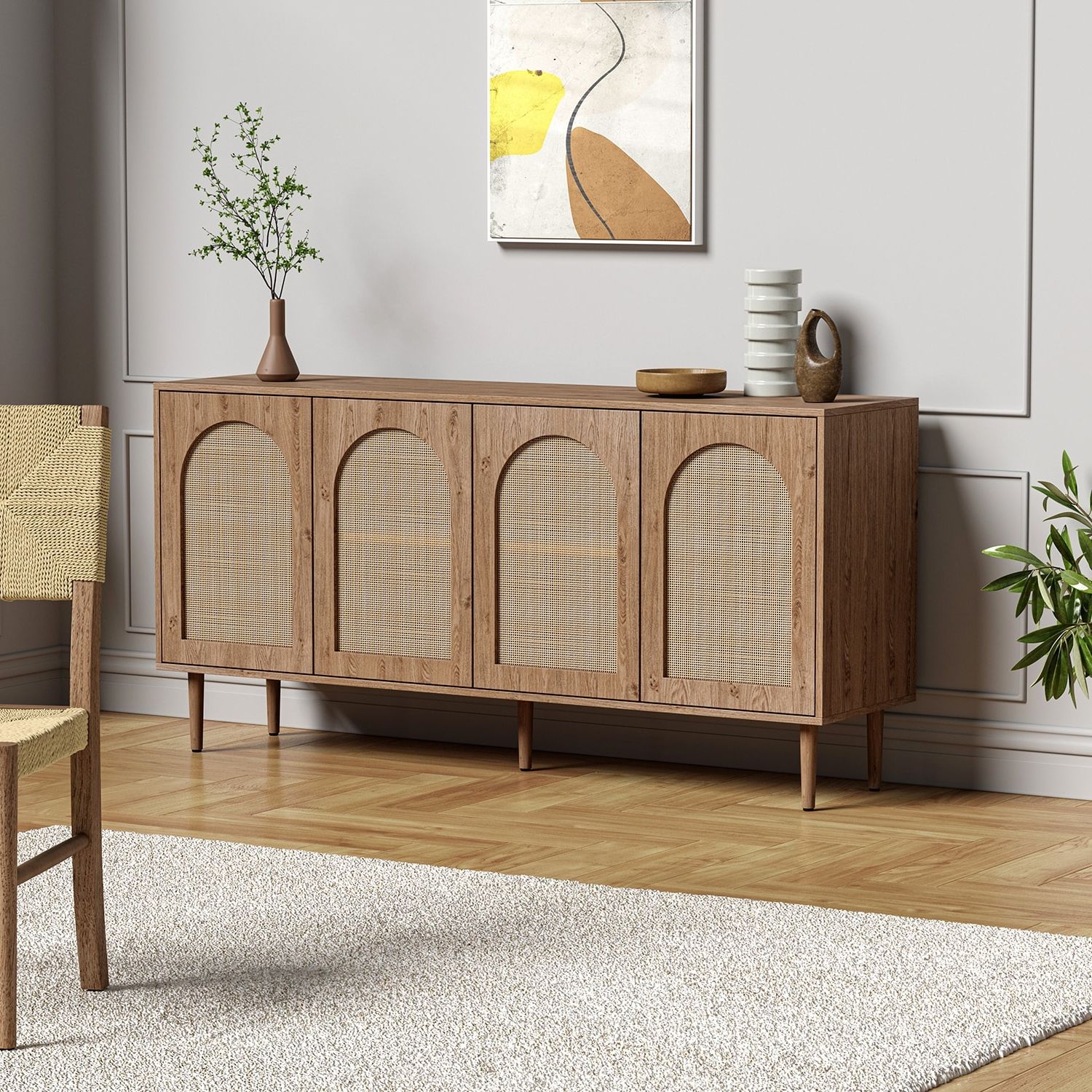 Uirico Multifunctional Buffet Sideboard Cabinet With Rattan Design Hulala Home – On Sale – Bed Bath & Beyond – 37218719 Pertaining To 2019 Assembled Rattan Buffet Sideboards (Photo 12 of 15)