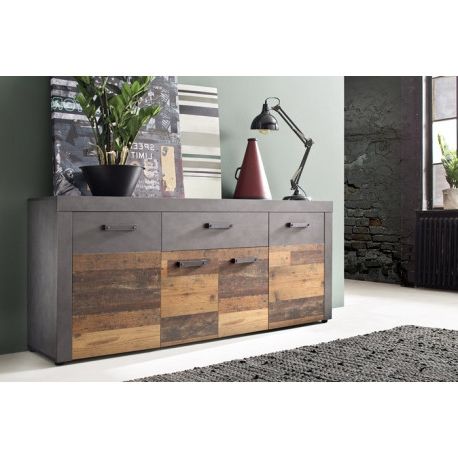Well Known Gray Wooden Sideboards Inside Indy Sideboard In Old Wood And Grey Matera Finish – Sideboards (4244) –  Sena Home Furniture (Photo 15 of 15)