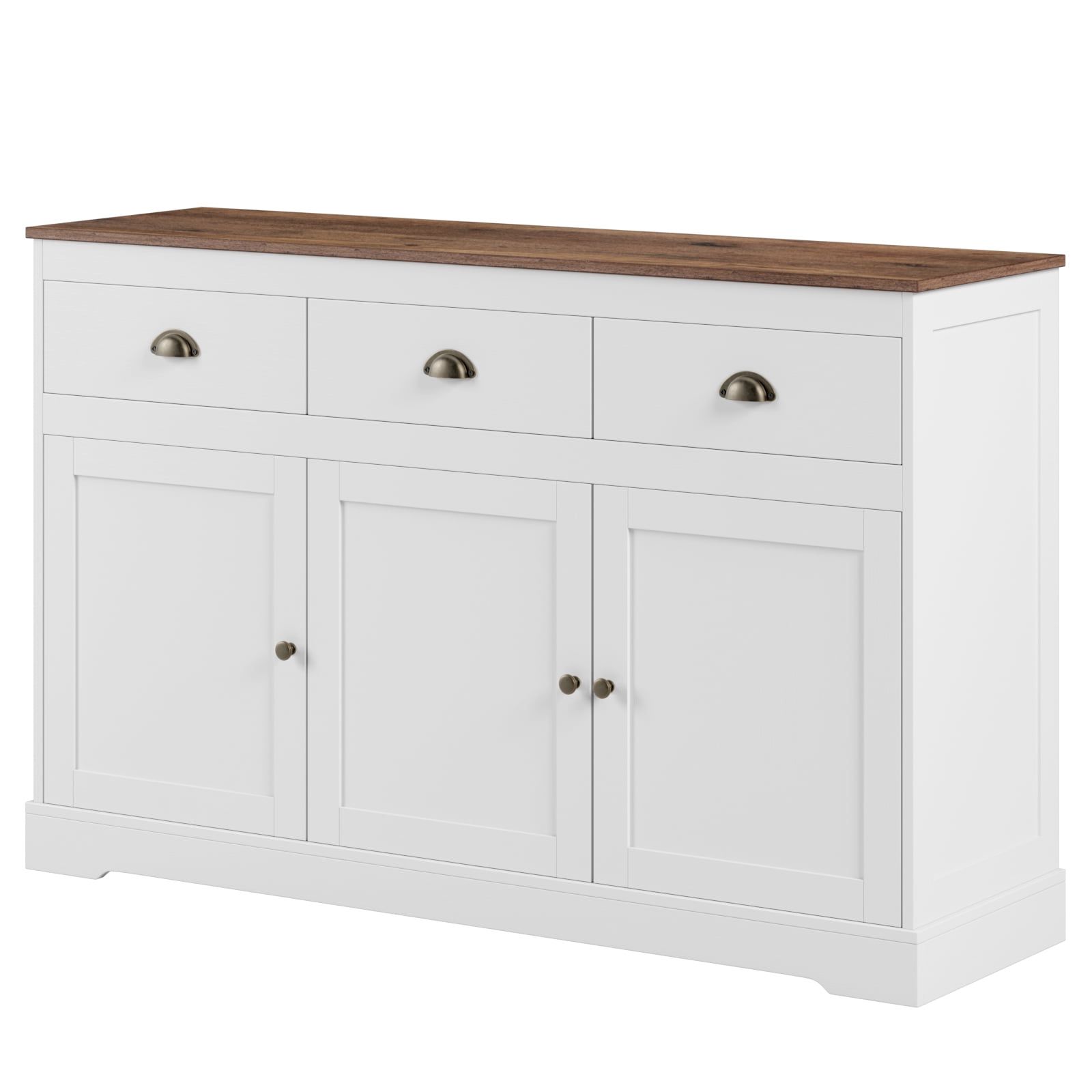 Well Known Sideboard Storage Cabinet With 3 Drawers & 3 Doors For Homfa Sideboard Storage Cabinet With 3 Drawers & 3 Doors, 53.54'' Wide Buffet  Cabinet For Dining Room, White – Walmart (Photo 2 of 15)
