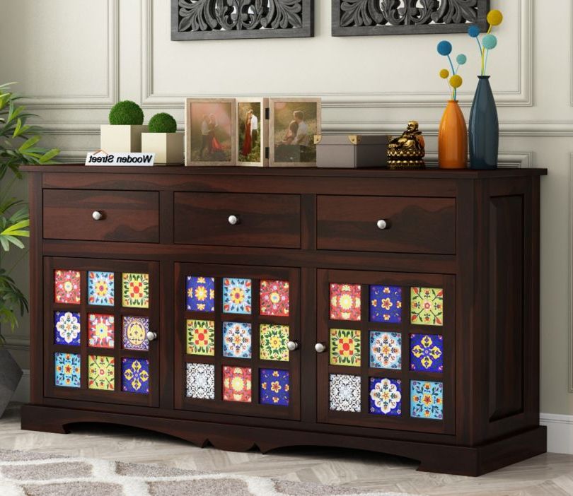Well Known Storage Cabinet Sideboards In Buy Boho Sheesham Wood Storage Cabinet Sideboard With Three Drawers (walnut  Finish) Online In India At Best Price – Modern Cabinets & Sideboards – Storage  Furniture – – Furniture – Wooden Street Product (View 7 of 15)