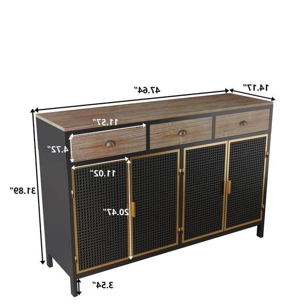 Wetiny 47.64" Wide 3 Doors Modern Sideboard With 3 Top Drawers,  Freestanding Sideboard Storage Cabinet Entryway Floor Cabinet Z T 062241394  – The Home Depot Within Fashionable 3 Doors Sideboards Storage Cabinet (Photo 6 of 15)