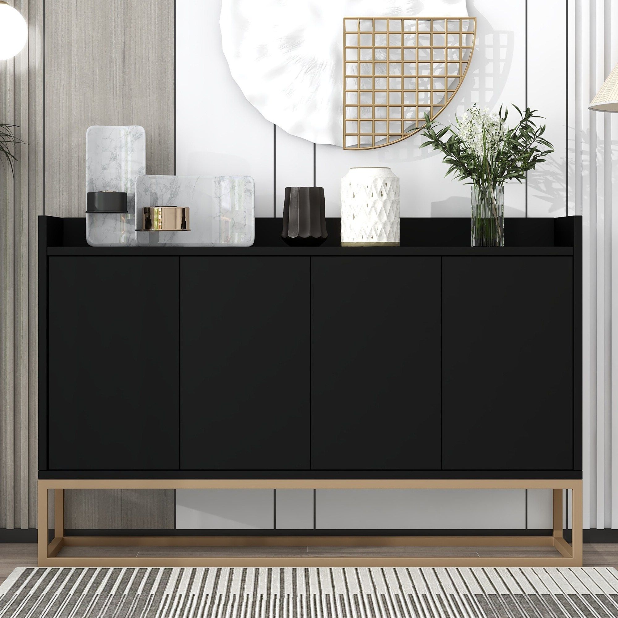 Wide Buffet Cabinets For Dining Room With Regard To Popular Modern Sideboard Elegant Buffet Cabinet With Large Storage Space For Dining  Room, Entryway – Bed Bath & Beyond –  (View 10 of 15)