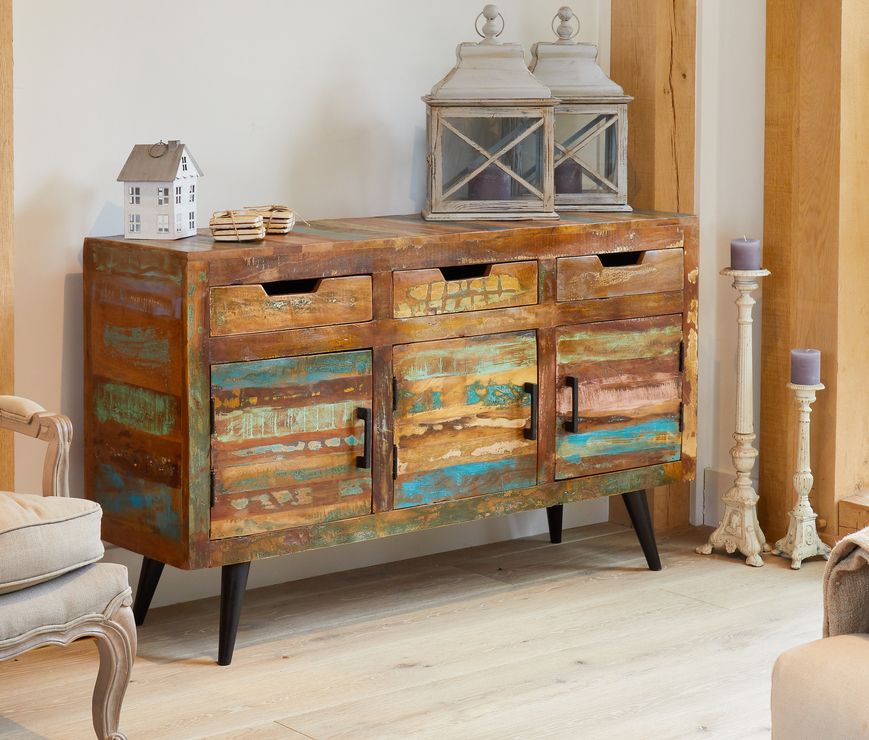 Widely Used Coastal Chic Large Sideboard 3 Drawer 3 Door Reclaimed Wood (Photo 14 of 15)