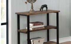 Metal and Chestnut Wood 2-shelf Desks