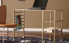 Tempered Glass and Gold Metal Office Desks