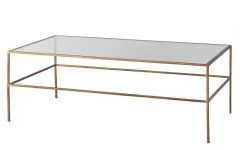 Rectangular Brass Finish and Glass Coffee Tables