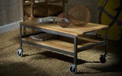 Iron Wood Coffee Tables with Wheels