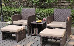 Brown Wicker Chairs with Ottoman