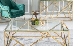Geometric Glass Top Gold Coffee Tables