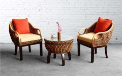 Top 15 of Natural Woven Coastal Modern Outdoor Chairs Sets