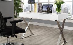White Wood and Gold Metal Office Desks
