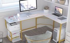 White Wood 1-drawer Corner Computer Desks
