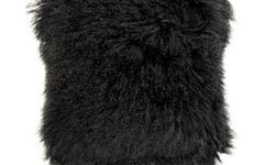 15 Collection of Satin Black Shearling Ottomans