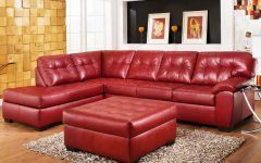 Red Leather Sectionals with Ottoman