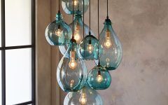20 Inspirations Turquoise Blown Glass Chandeliers