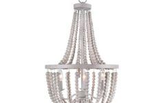 20 Collection of White and Weathered White Bead Three-light Chandeliers